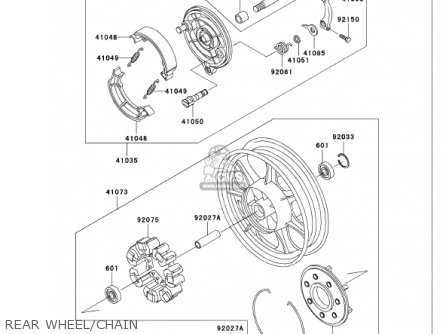 REAR WHEEL/CHAIN - VN750A18 VULCAN 750 2002 USA CALIFORNIA