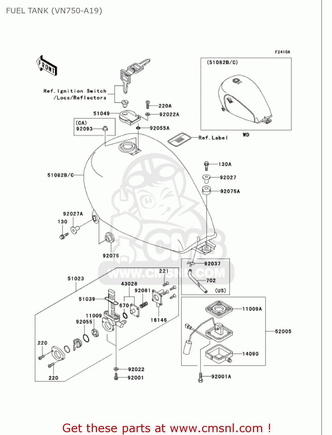 FUEL TANK (VN750-A19) VN750A19 VULCAN 750 2003 USA CALIFORNIA