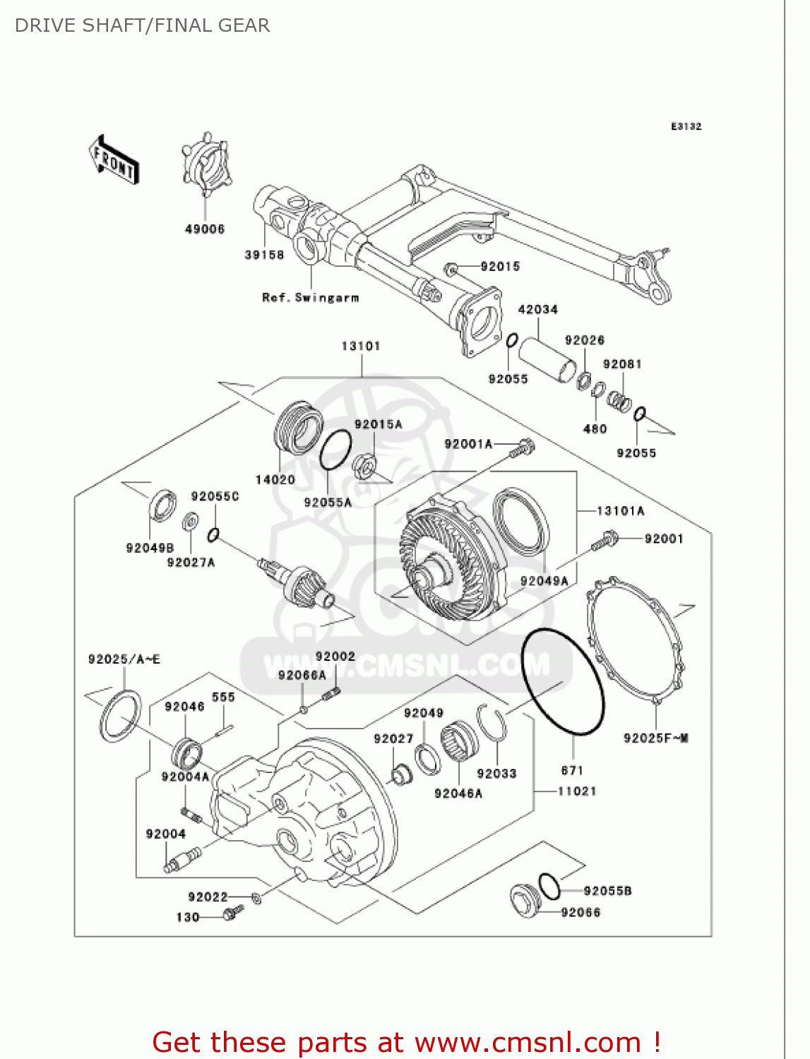 DRIVE SHAFT/FINAL GEAR VN750A19 VULCAN 750 2003 USA CALIFORNIA