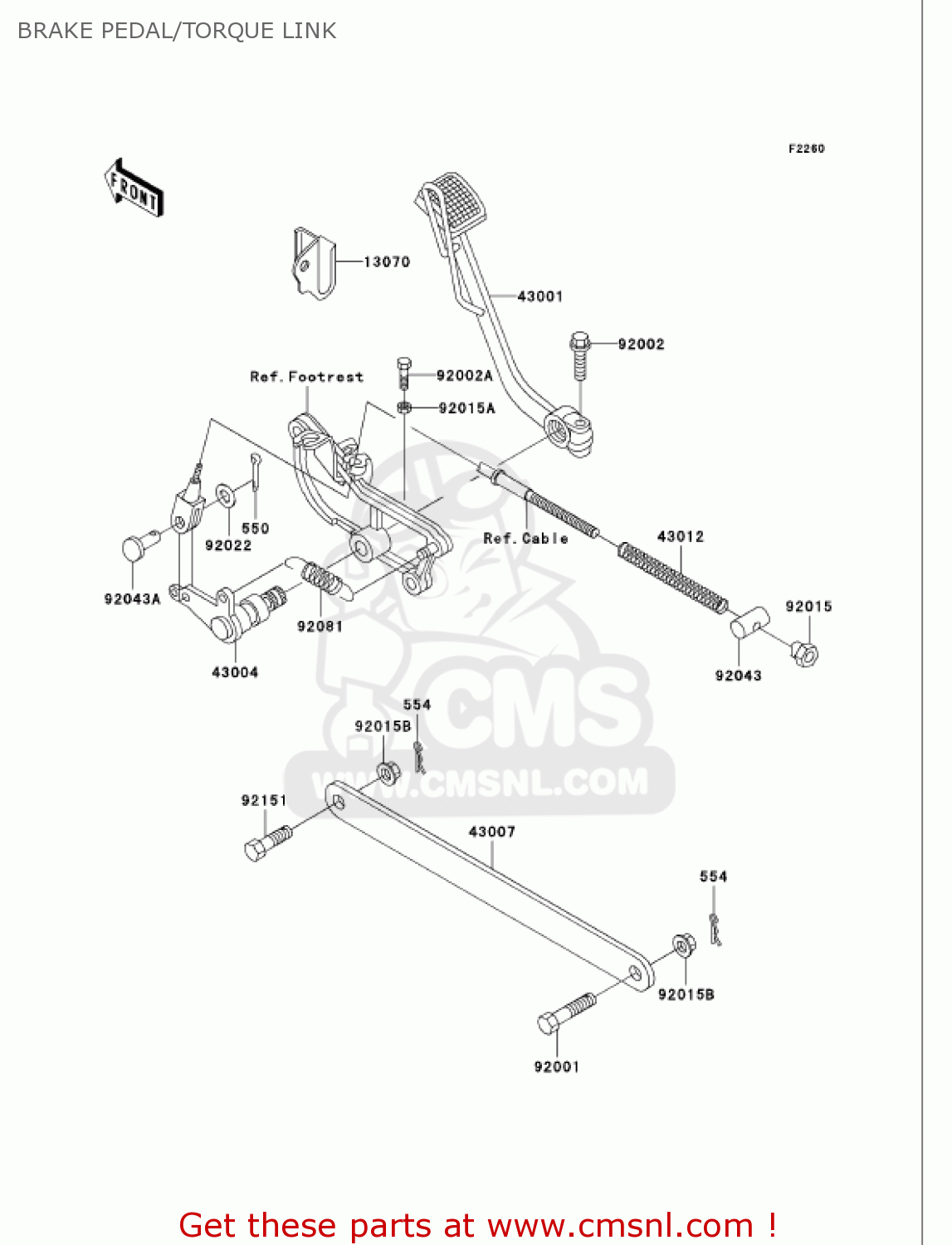 BRAKE PEDAL/TORQUE LINK VN750A19 VULCAN 750 2003 USA CALIFORNIA