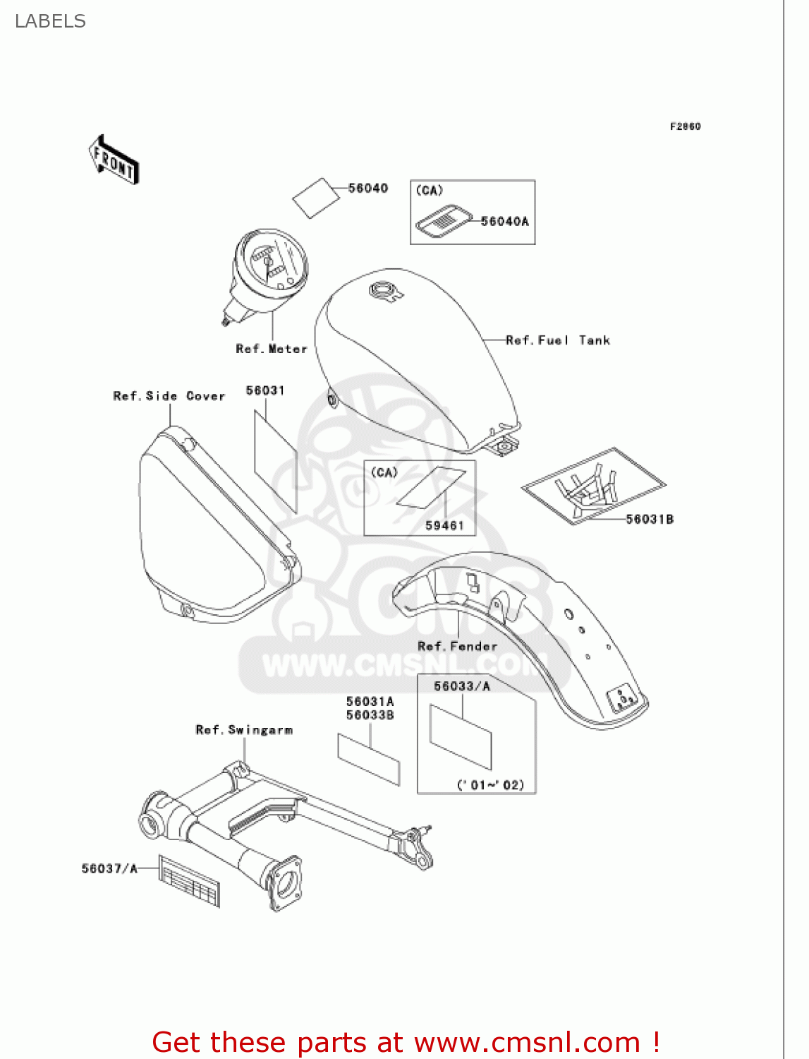 LABELS VN750A19 VULCAN 750 2003 USA CALIFORNIA