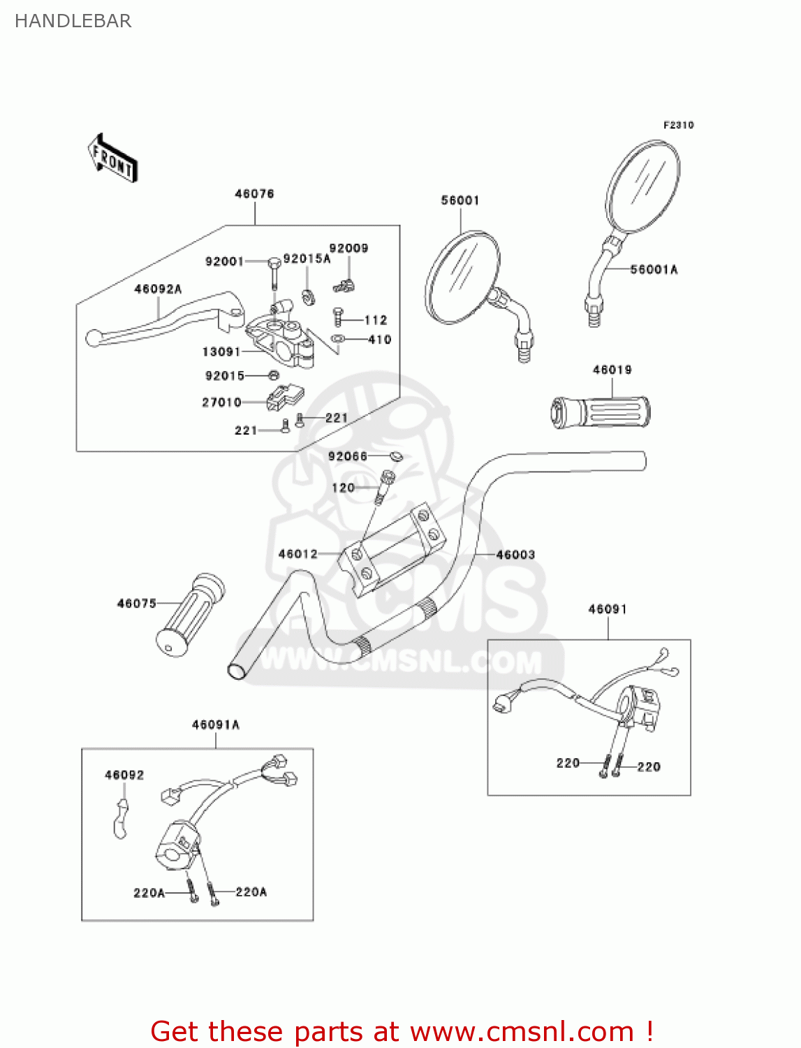 HANDLEBAR VN750A19 VULCAN 750 2003 USA CALIFORNIA