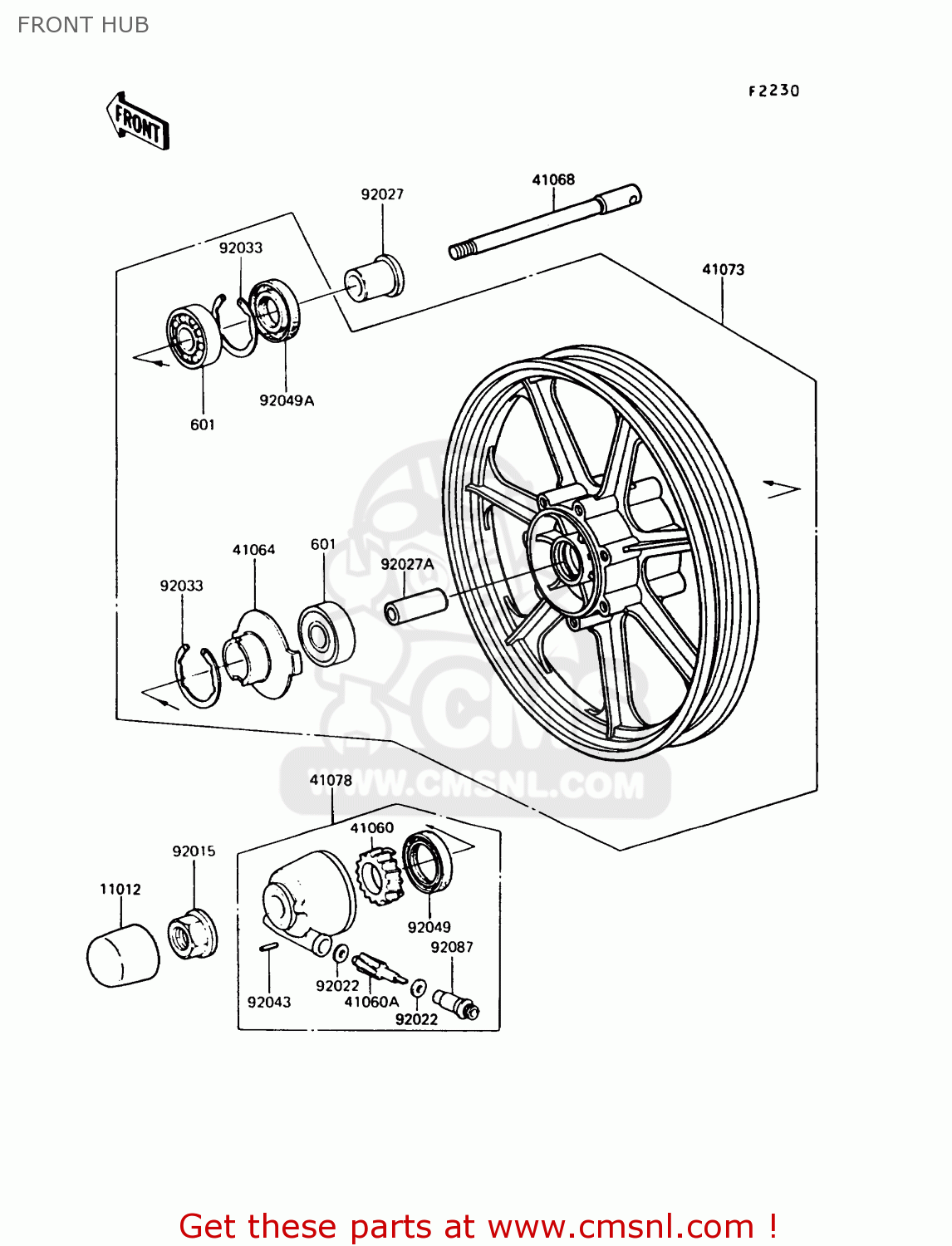 FRONT HUB VN750A2 VN750 TWIN 1986 EUROPE FR UK FG IT NR SD ST