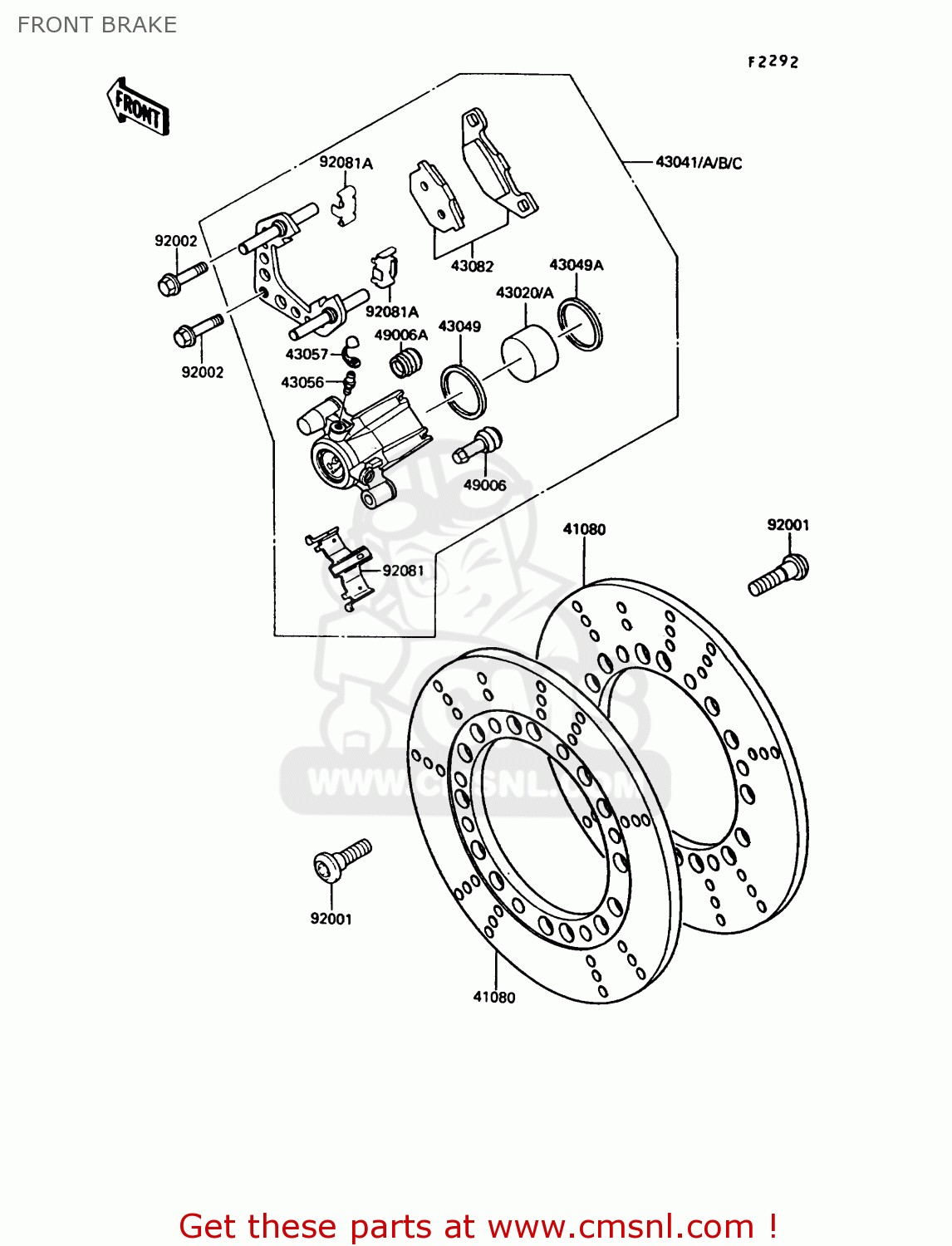 FRONT BRAKE VN750A2 VN750 TWIN 1986 EUROPE FR UK FG IT NR SD ST