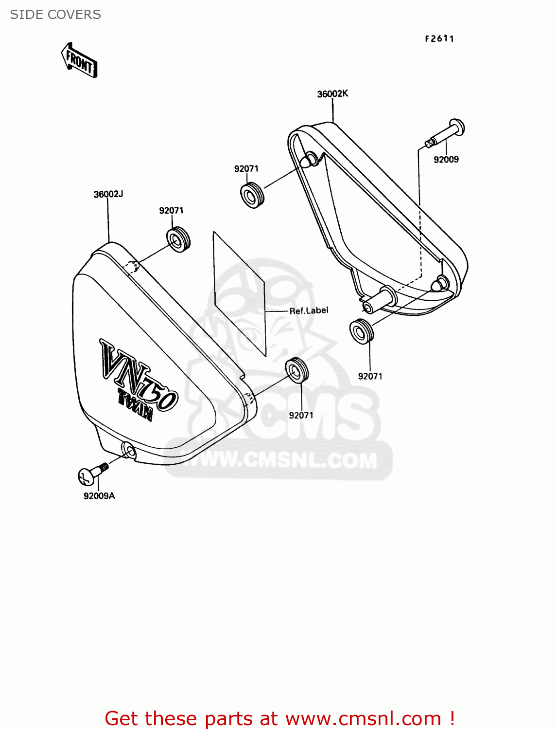 SIDE COVERS VN750A2 VN750 TWIN 1986 EUROPE FR UK FG IT NR SD ST