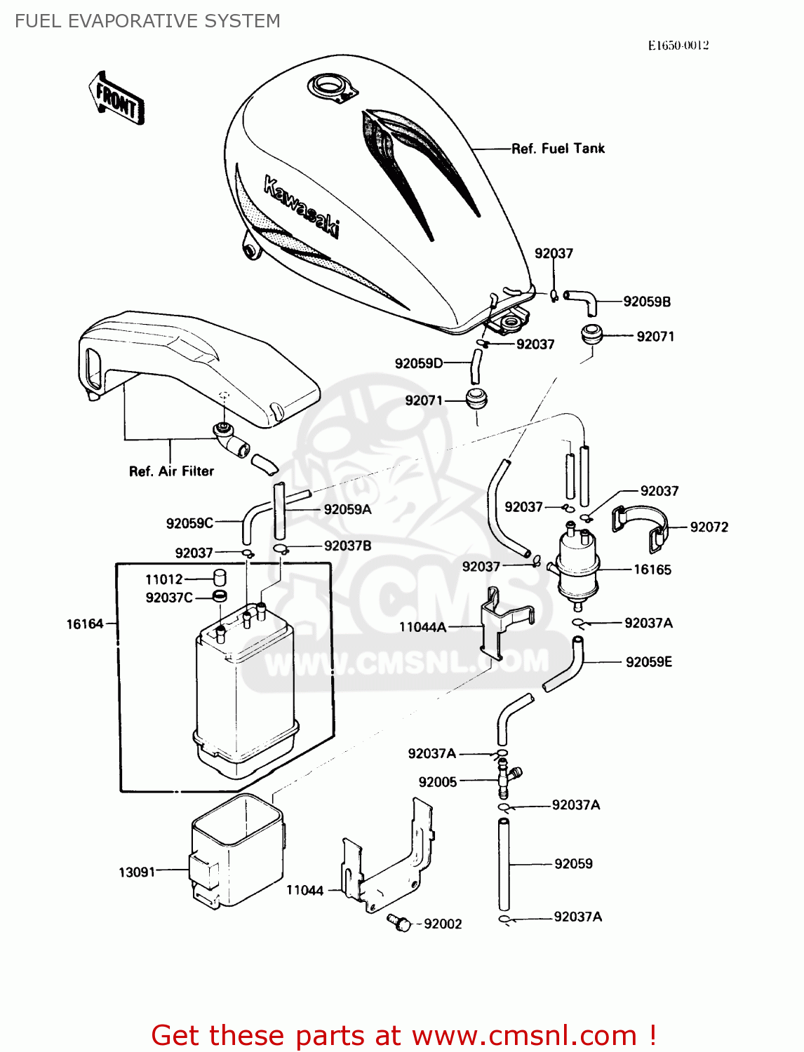 FUEL EVAPORATIVE SYSTEM VN750A2 VULCAN 750 1986 USA CALIFORNIA CANADA