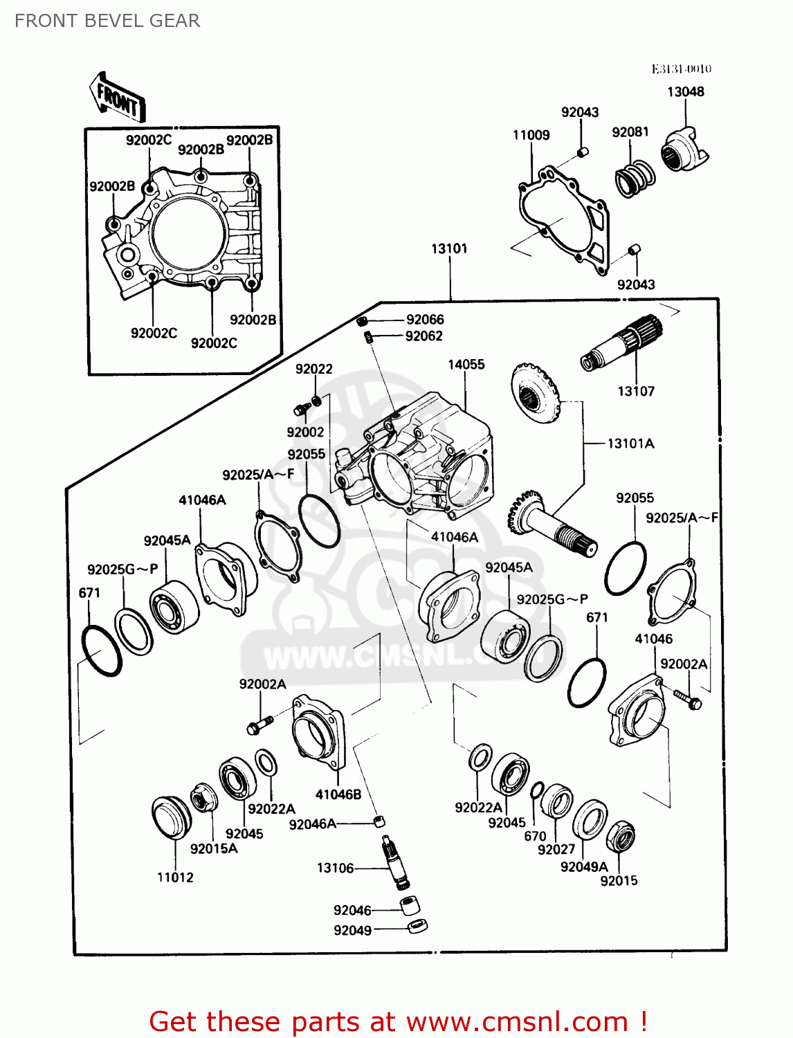 FRONT BEVEL GEAR VN750A2 VULCAN 750 1986 USA CALIFORNIA CANADA