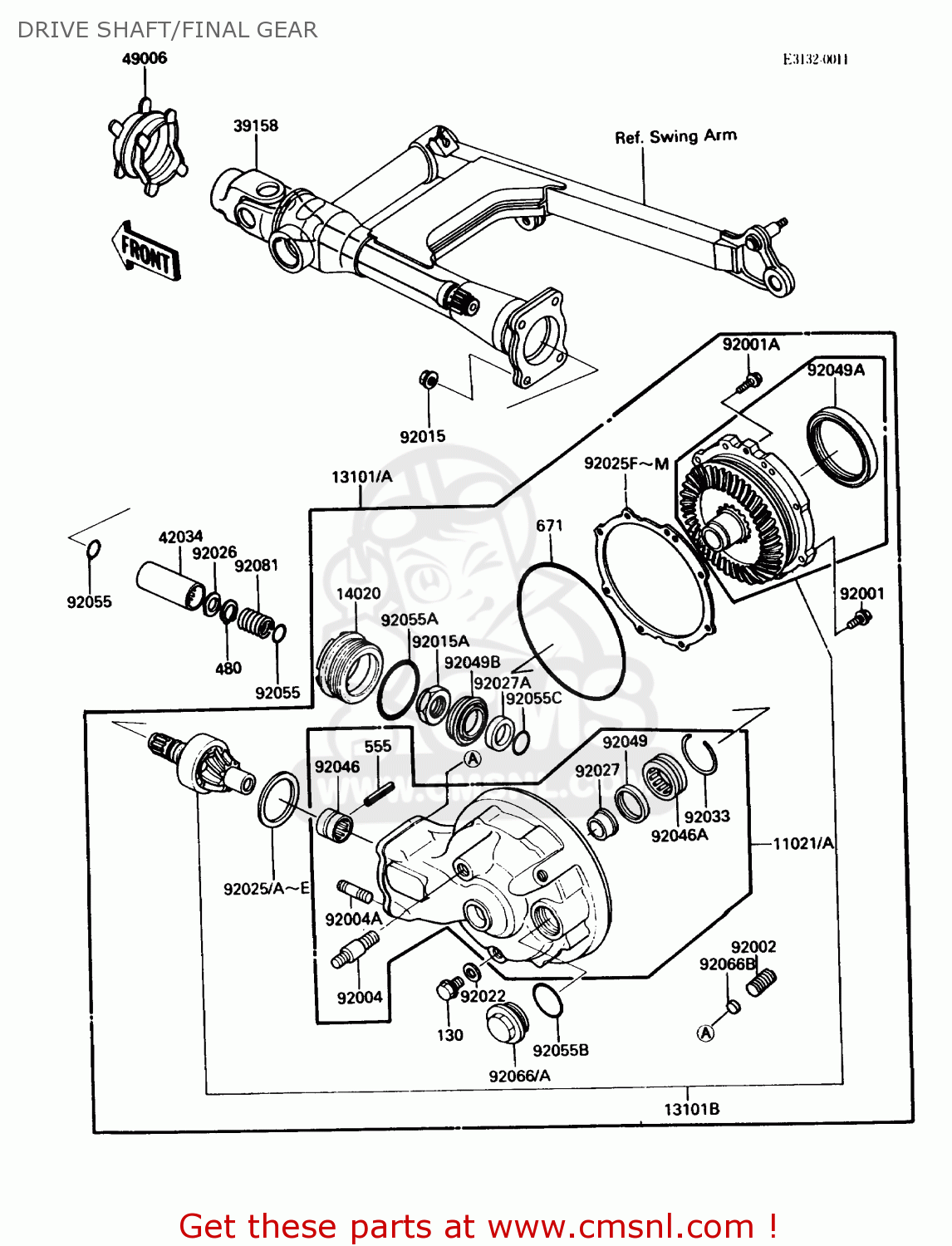 DRIVE SHAFT/FINAL GEAR VN750A2 VULCAN 750 1986 USA CALIFORNIA CANADA