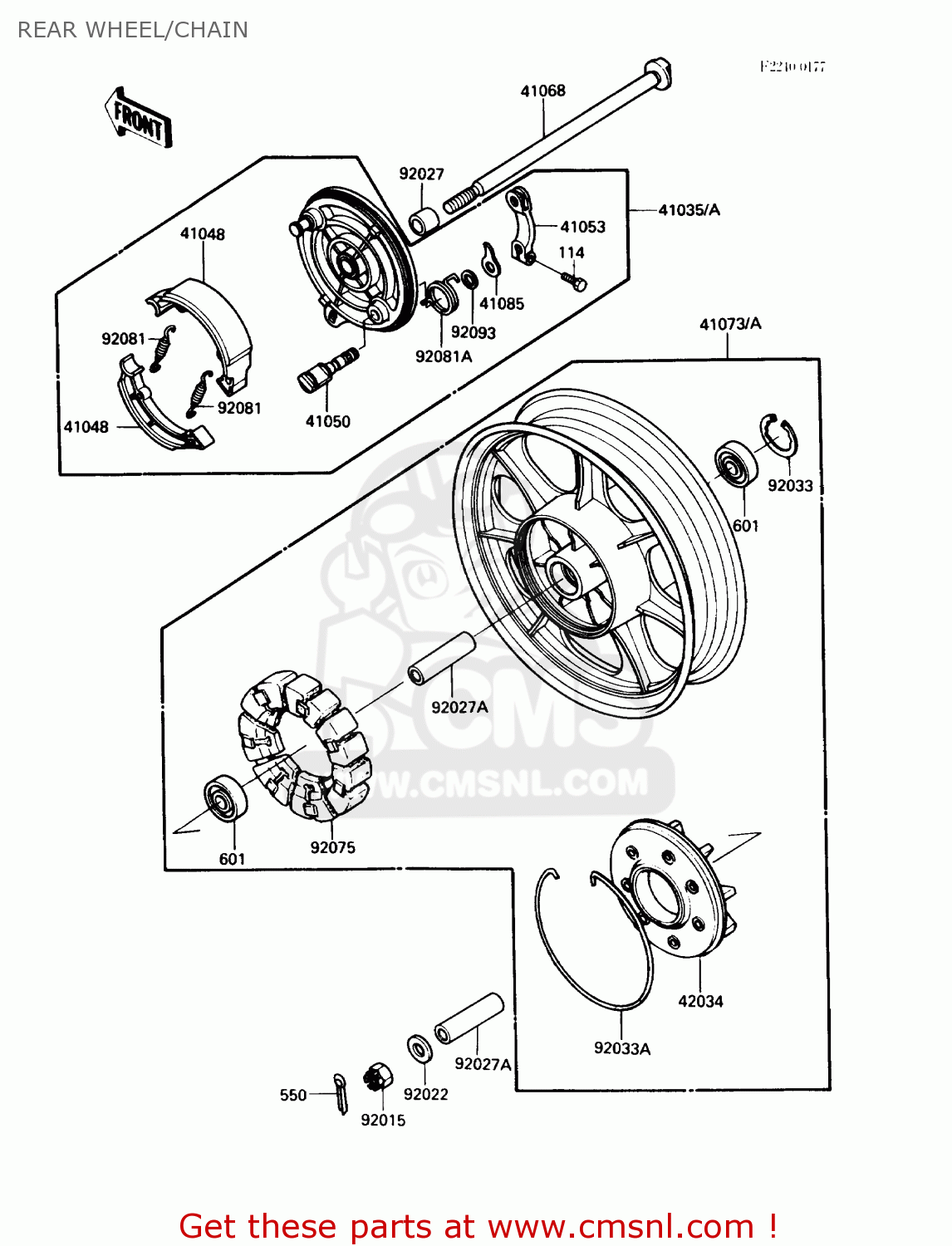 REAR WHEEL/CHAIN VN750A2 VULCAN 750 1986 USA CALIFORNIA CANADA