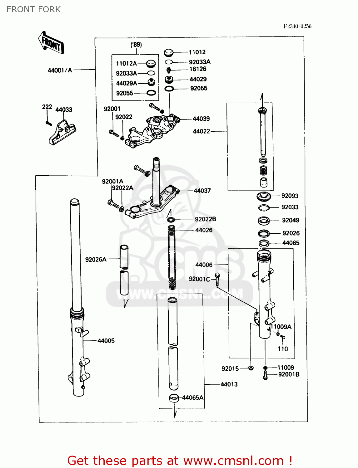 FRONT FORK VN750A2 VULCAN 750 1986 USA CALIFORNIA CANADA