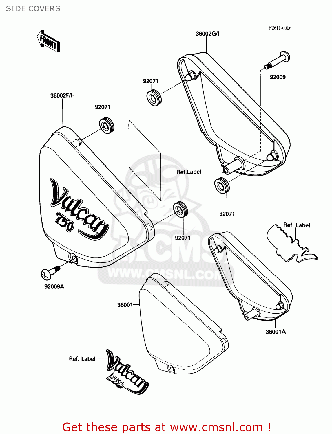 SIDE COVERS VN750A2 VULCAN 750 1986 USA CALIFORNIA CANADA