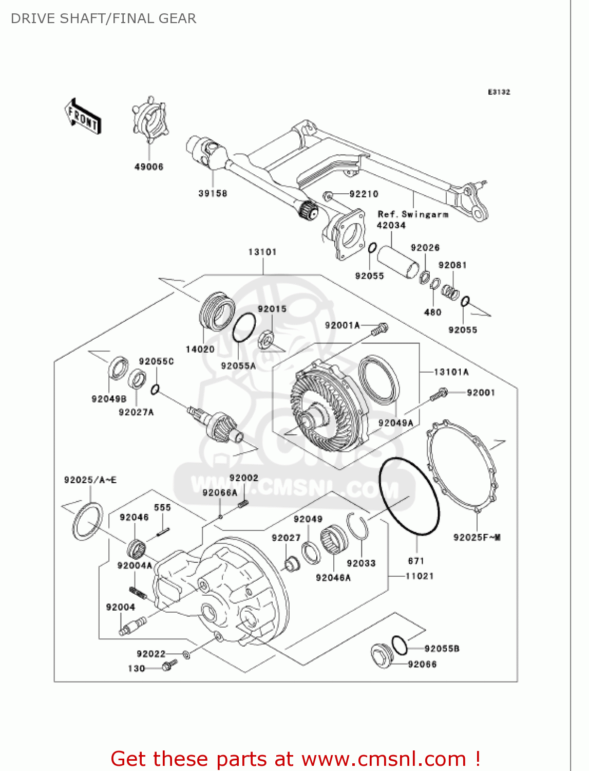 DRIVE SHAFT/FINAL GEAR VN750A20 VULCAN 750 2004 USA CALIFORNIA