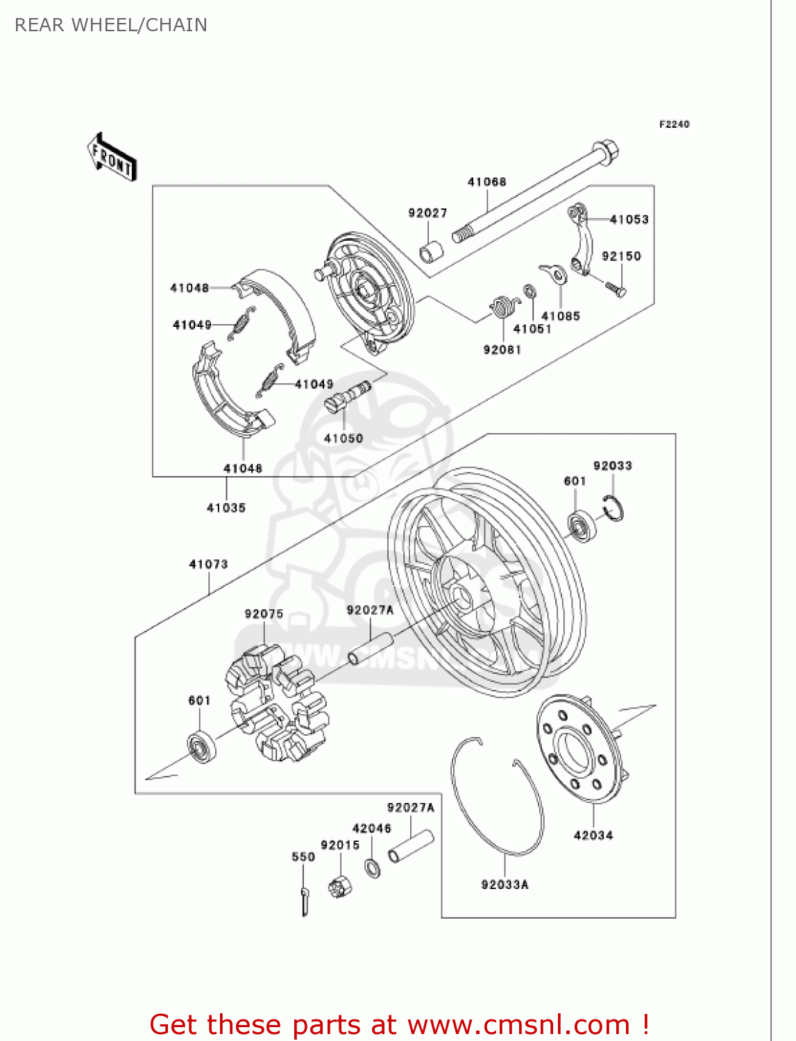 REAR WHEEL/CHAIN VN750A20 VULCAN 750 2004 USA CALIFORNIA