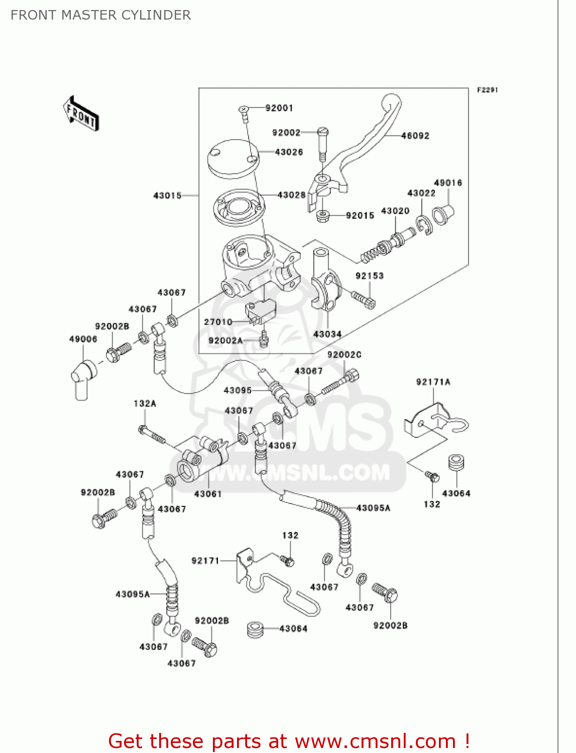 FRONT MASTER CYLINDER VN750A21 VULCAN 750 2005 USA CALIFORNIA