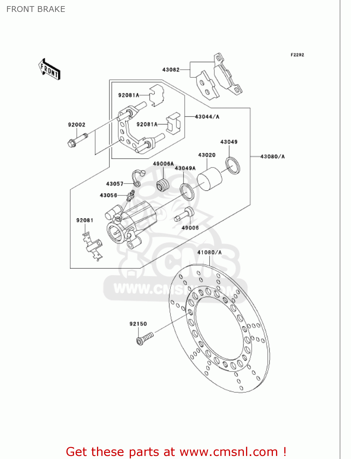 FRONT BRAKE VN750A21 VULCAN 750 2005 USA CALIFORNIA