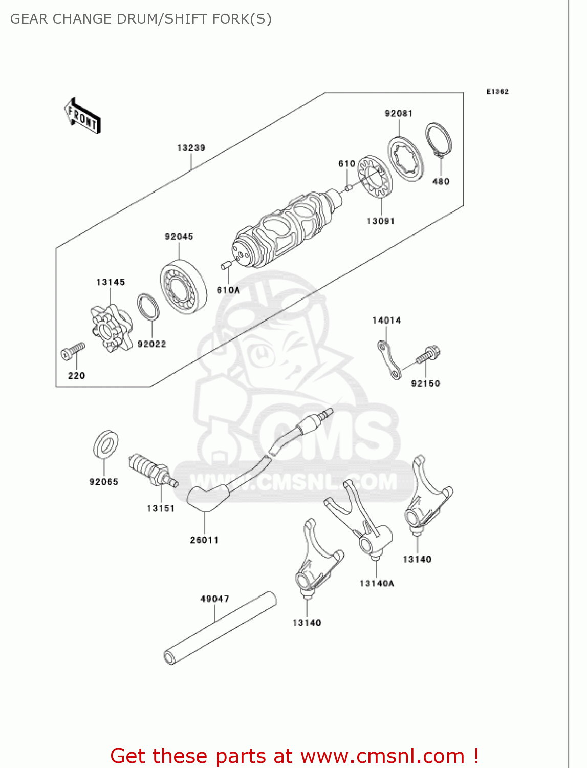 GEAR CHANGE DRUM/SHIFT FORK(S) VN750A21 VULCAN 750 2005 USA CALIFORNIA