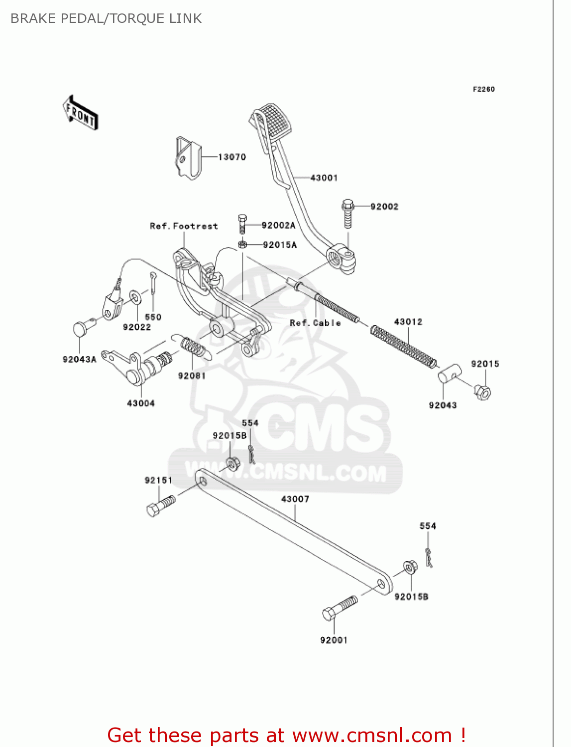 BRAKE PEDAL/TORQUE LINK VN750A21 VULCAN 750 2005 USA CALIFORNIA