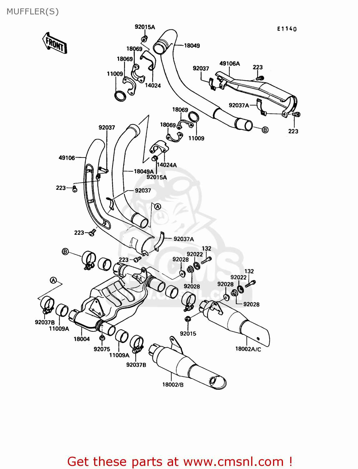 MUFFLER(S) VN750A3 VN750 TWIN 1987 EUROPE FR UK AR IT NR ST