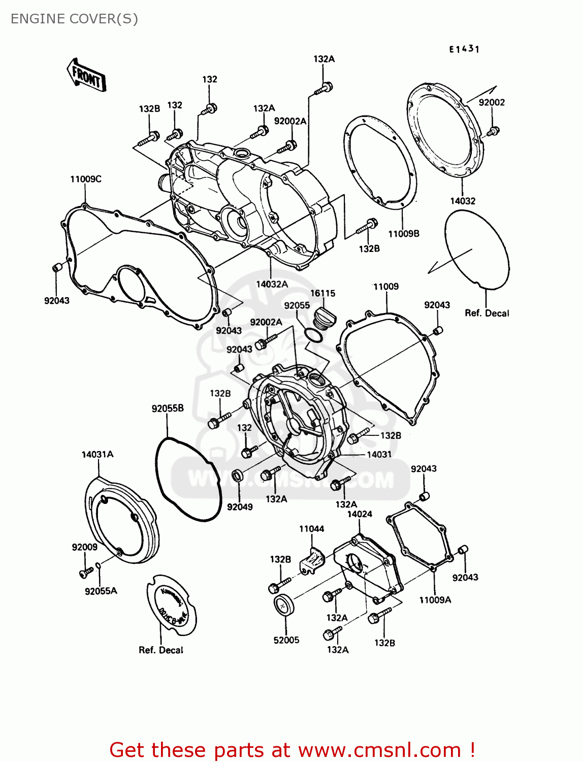 ENGINE COVER(S) VN750A3 VN750 TWIN 1987 EUROPE FR UK AR IT NR ST