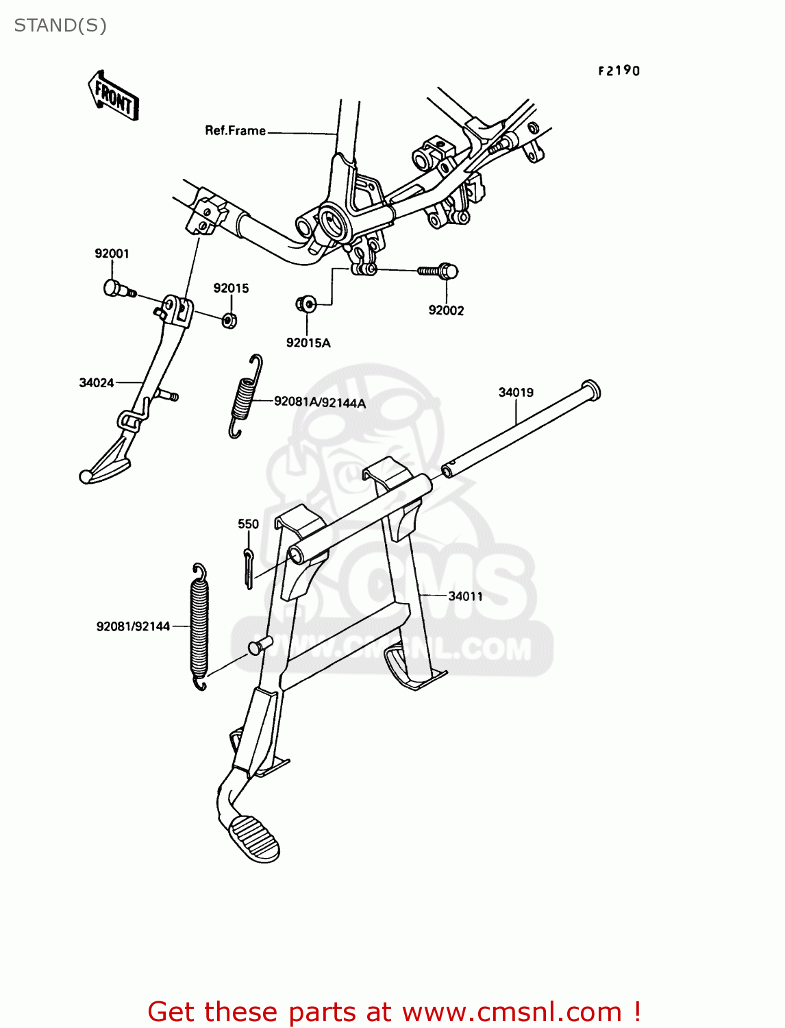 STAND(S) VN750A3 VN750 TWIN 1987 EUROPE FR UK AR IT NR ST