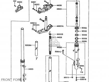 FRONT FORK - VN750A3 VN750 TWIN 1987 EUROPE FR UK AR IT NR ST