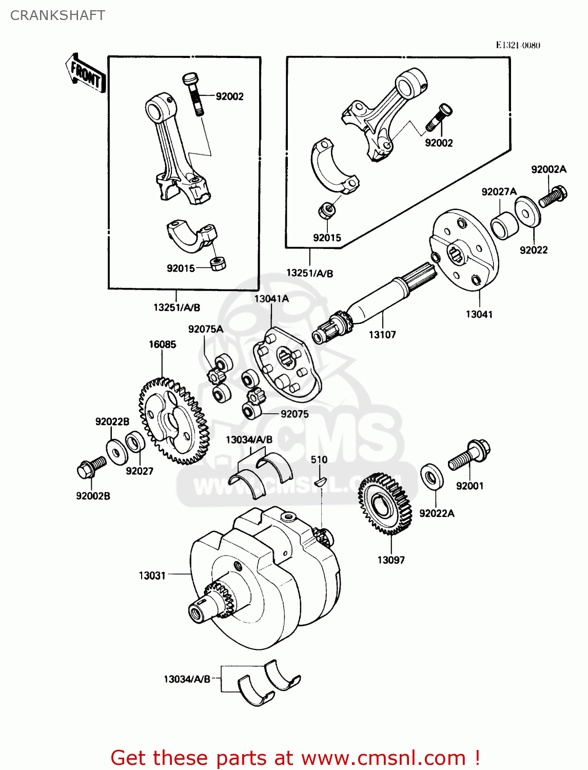 Kawasaki VN750A3 VULCAN 750 1987 USA CALIFORNIA CANADA CRANKSHAFT - buy ...