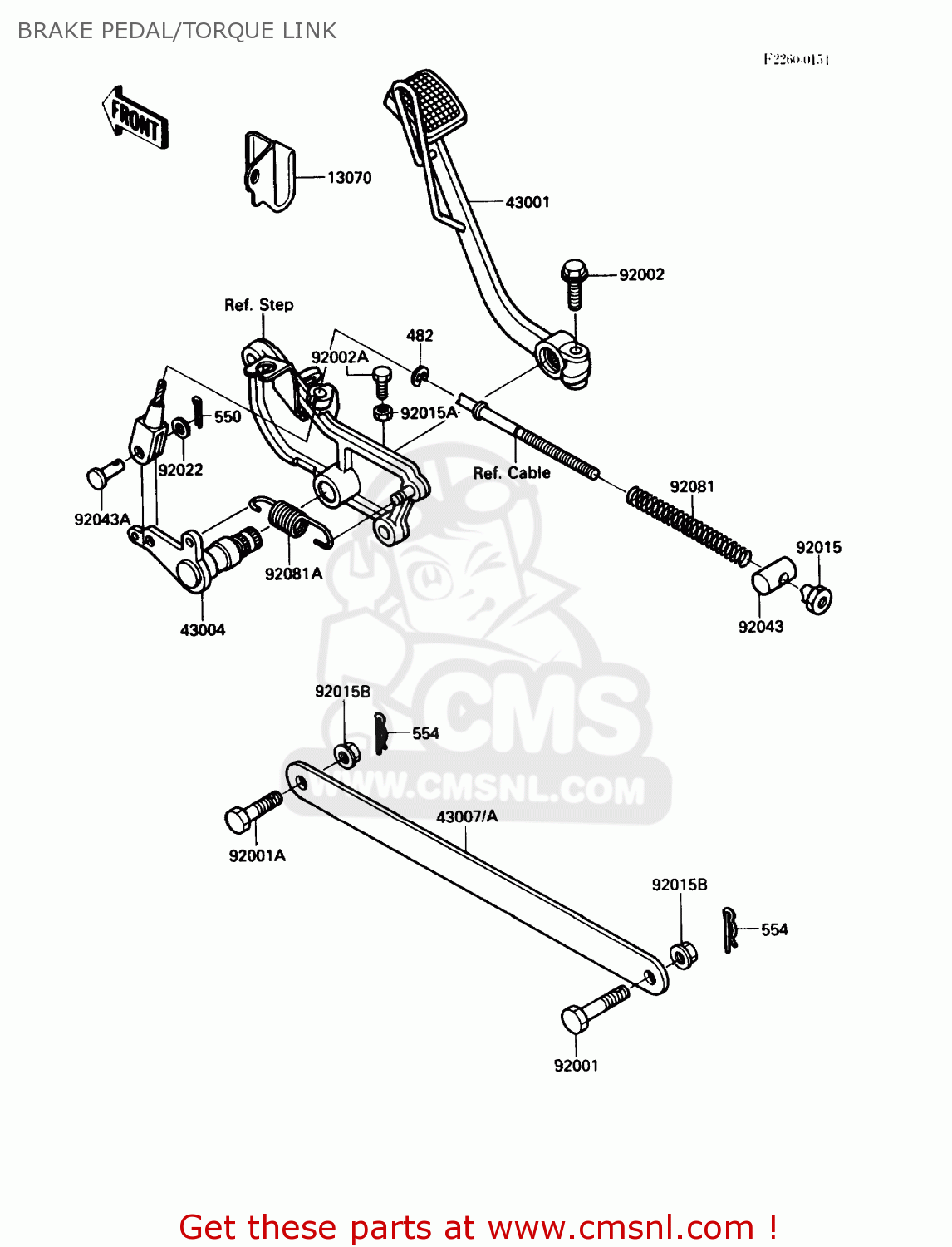 BRAKE PEDAL/TORQUE LINK VN750A3 VULCAN 750 1987 USA CALIFORNIA CANADA
