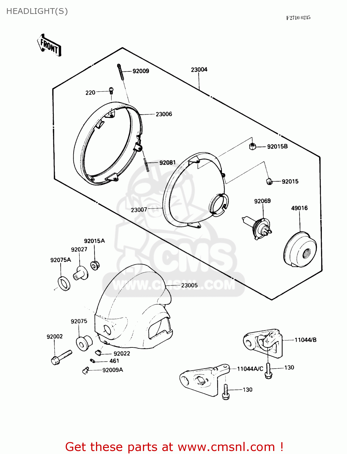 HEADLIGHT(S) VN750A3 VULCAN 750 1987 USA CALIFORNIA CANADA