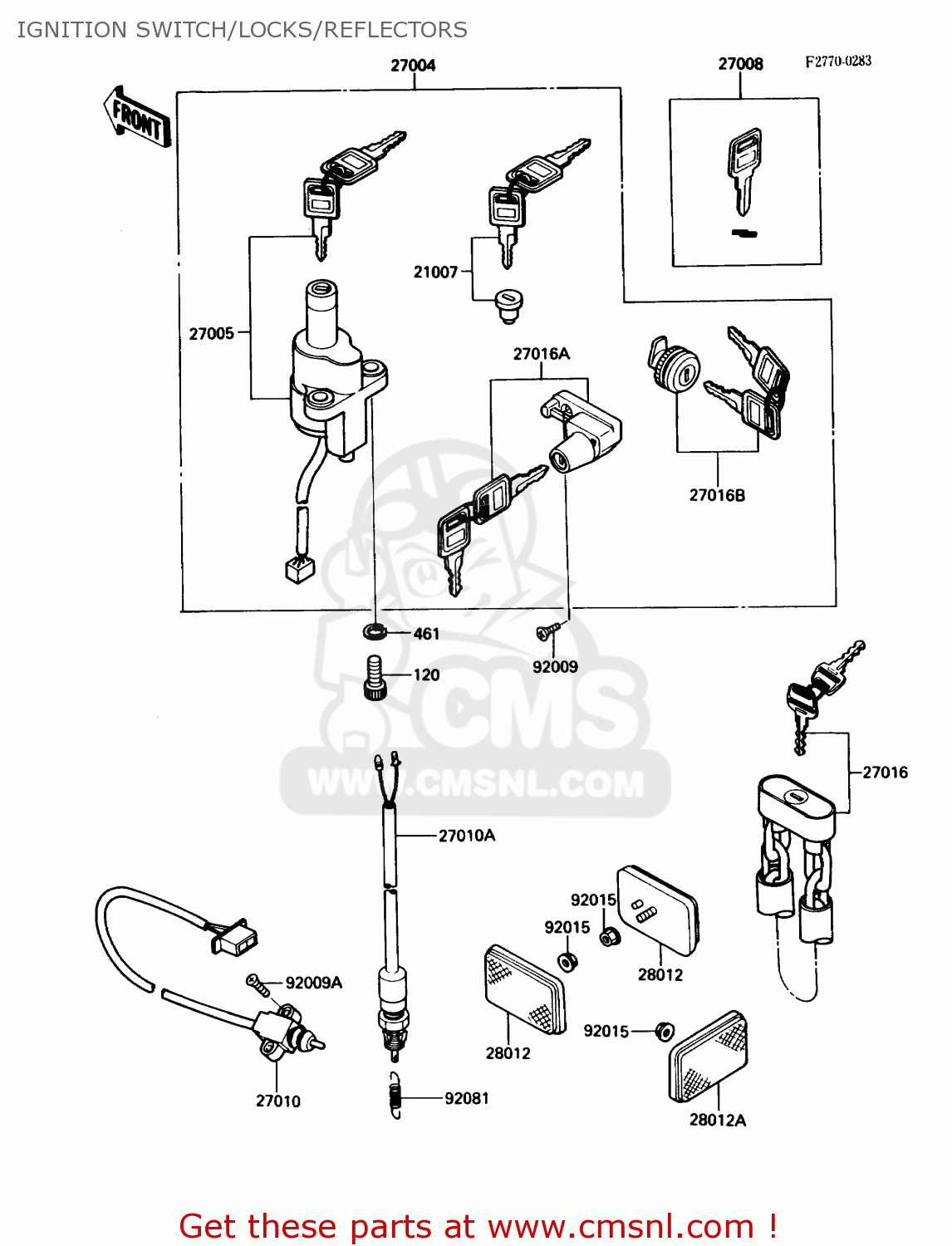 IGNITION SWITCH/LOCKS/REFLECTORS VN750A3 VULCAN 750 1987 USA CALIFORNIA CANADA