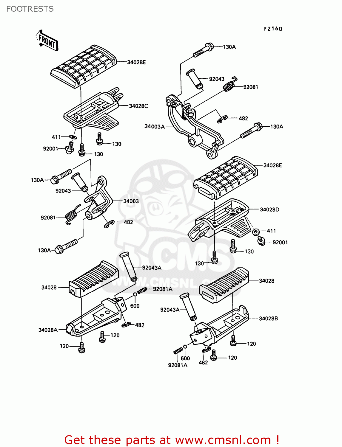 FOOTRESTS VN750A4 VN750 TWIN 1988 EUROPE FR UK AR FG IT NR SD ST