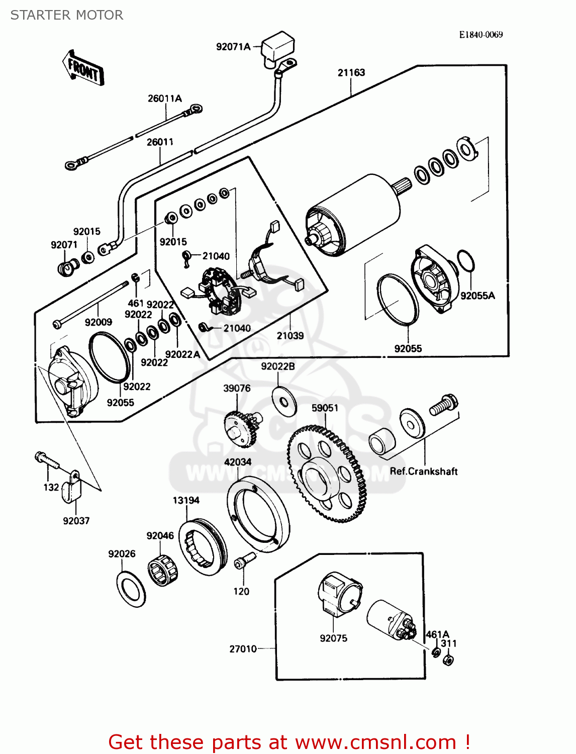 STARTER MOTOR VN750A4 VULCAN 750 1988 USA CALIFORNIA CANADA