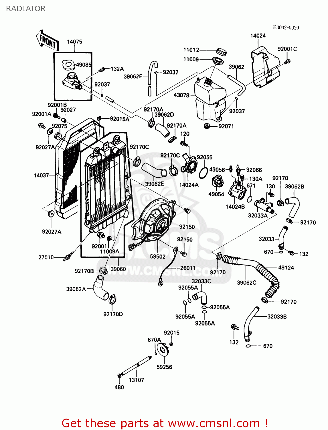RADIATOR VN750A4 VULCAN 750 1988 USA CALIFORNIA CANADA