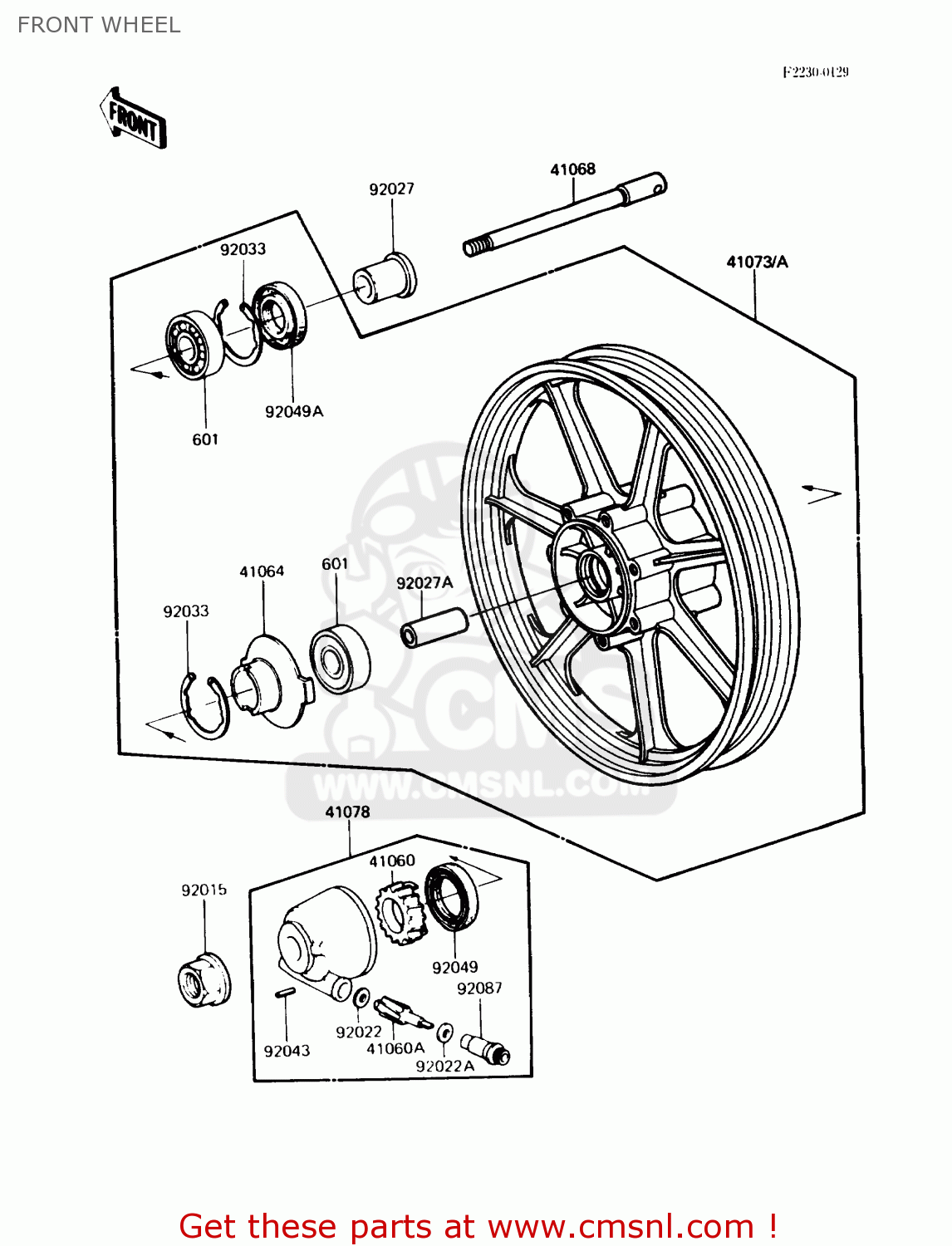 FRONT WHEEL VN750A4 VULCAN 750 1988 USA CALIFORNIA CANADA