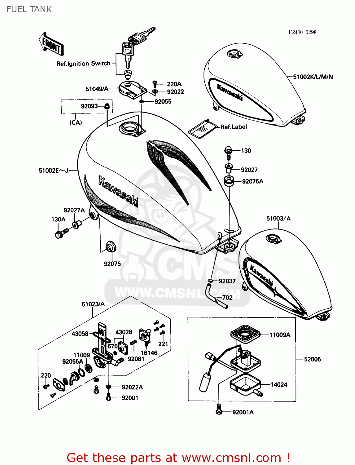 FUEL TANK VN750A4 VULCAN 750 1988 USA CALIFORNIA CANADA