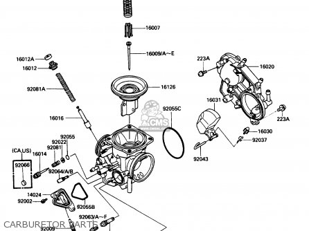CARBURETOR PARTS - VN750A4 VULCAN 750 1988 USA CALIFORNIA CANADA