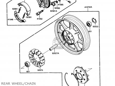 REAR WHEEL/CHAIN - VN750A4 VULCAN 750 1988 USA CALIFORNIA CANADA
