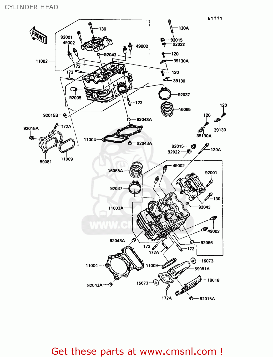 CYLINDER HEAD VN750A5 VN750 TWIN 1989 EUROPE FR UK FG NR SD ST