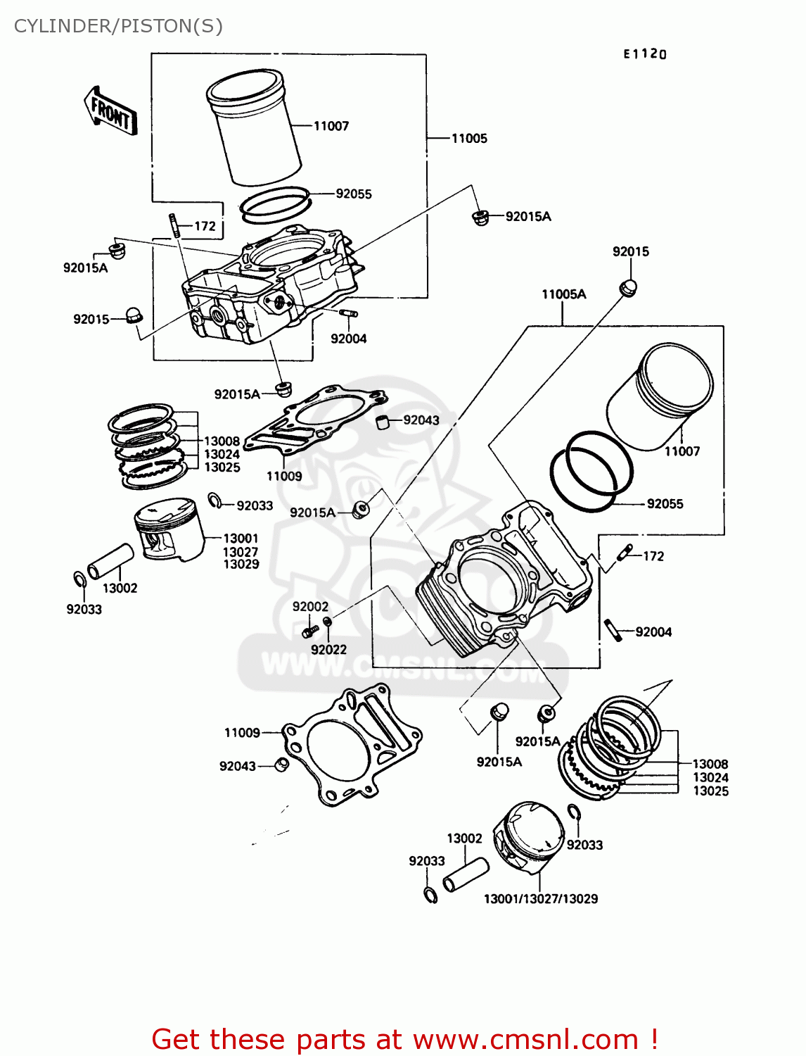 CYLINDER/PISTON(S) VN750A5 VN750 TWIN 1989 EUROPE FR UK FG NR SD ST
