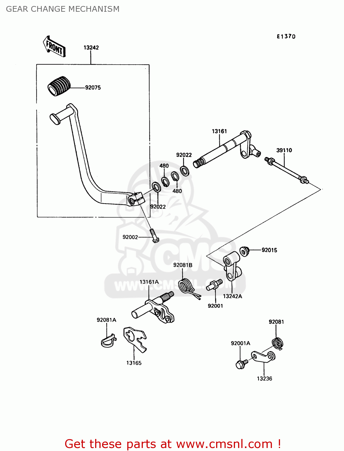GEAR CHANGE MECHANISM VN750A5 VN750 TWIN 1989 EUROPE FR UK FG NR SD ST