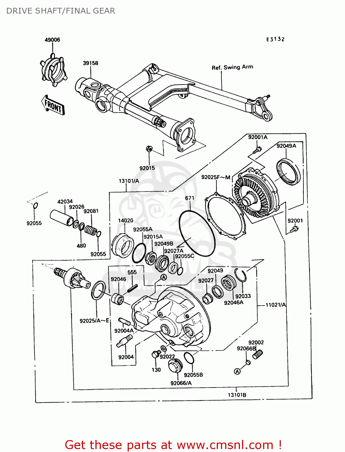 DRIVE SHAFT/FINAL GEAR VN750A5 VN750 TWIN 1989 EUROPE FR UK FG NR SD ST