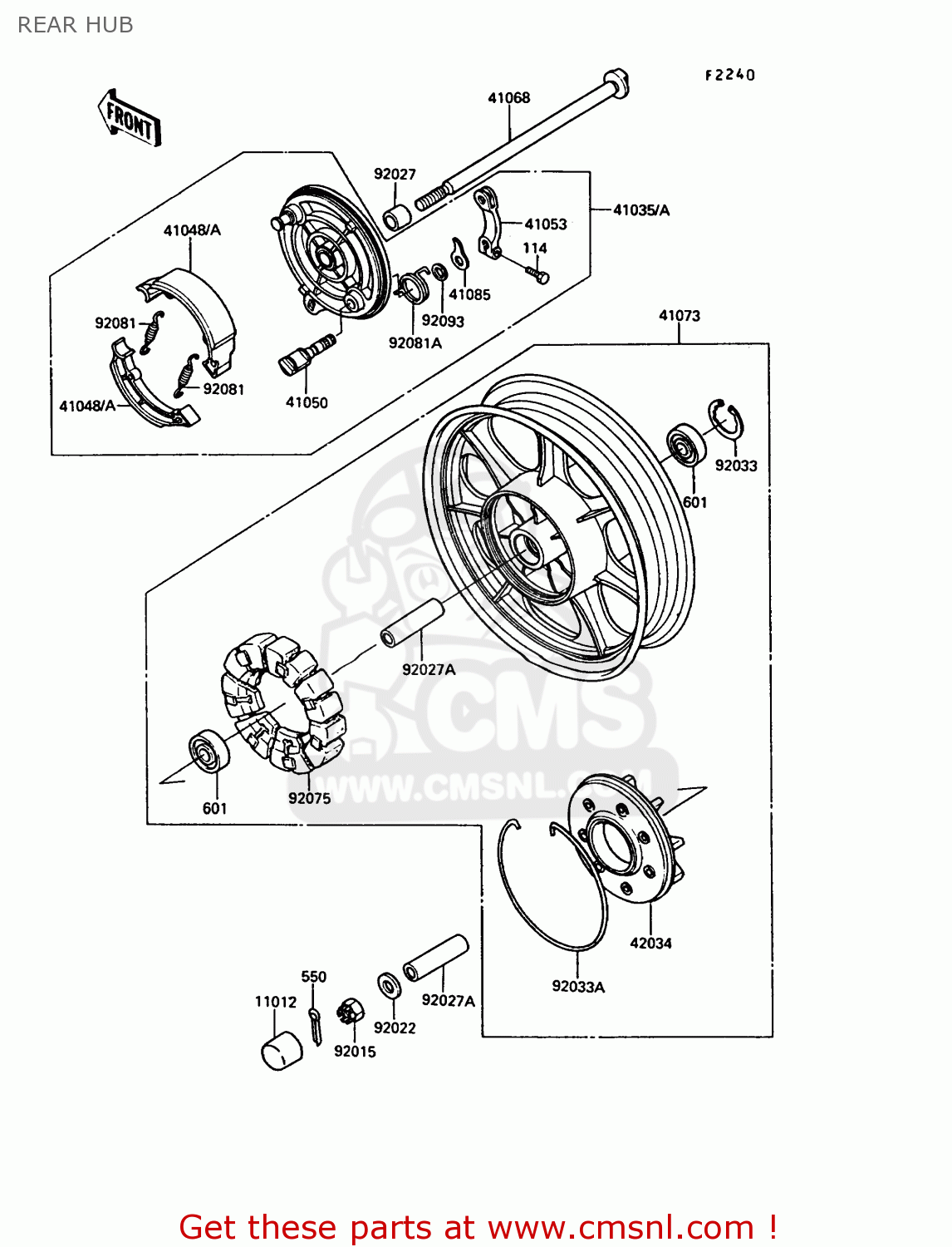 REAR HUB VN750A5 VN750 TWIN 1989 EUROPE FR UK FG NR SD ST