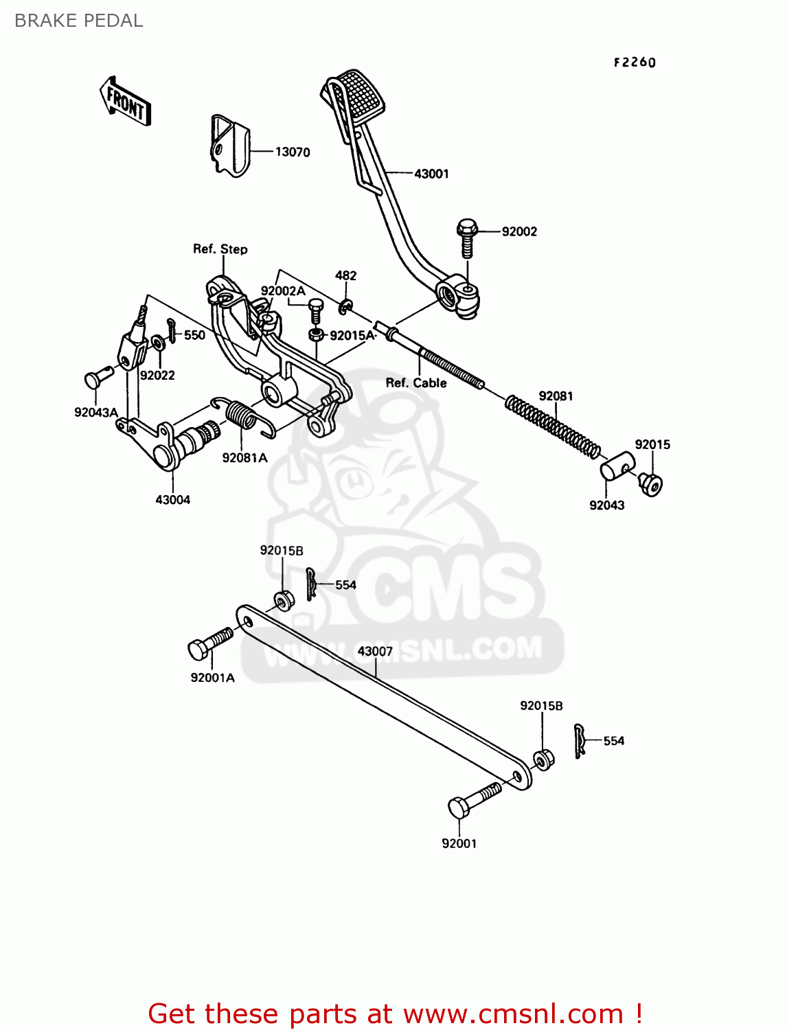 BRAKE PEDAL VN750A5 VN750 TWIN 1989 EUROPE FR UK FG NR SD ST