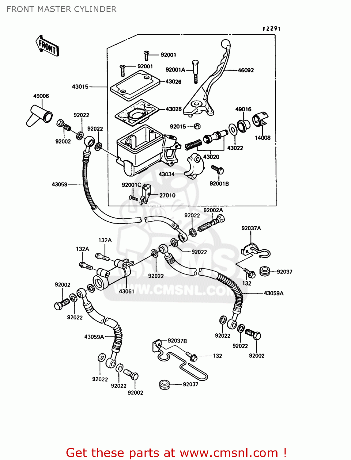 FRONT MASTER CYLINDER VN750A5 VN750 TWIN 1989 EUROPE FR UK FG NR SD ST