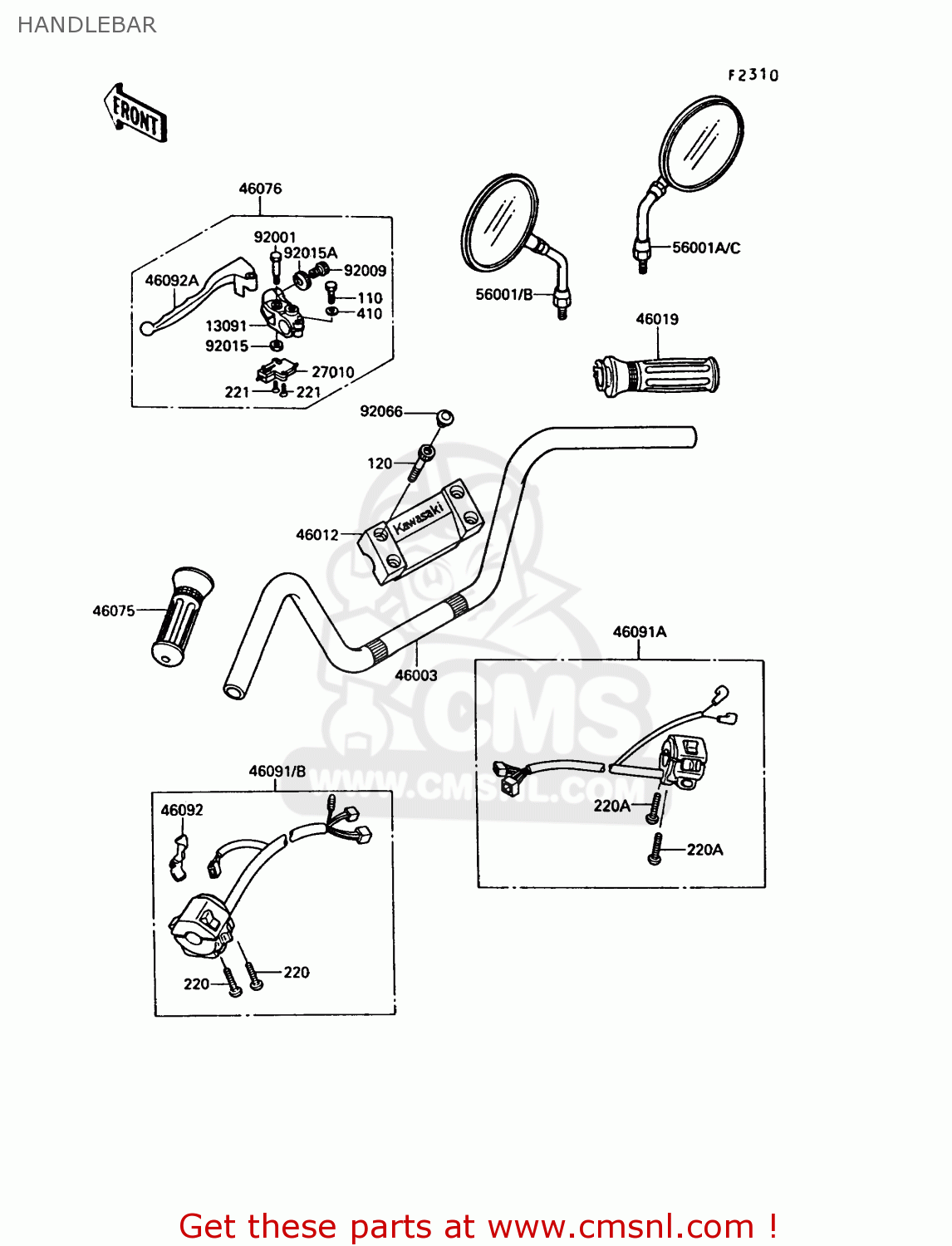 HANDLEBAR VN750A5 VN750 TWIN 1989 EUROPE FR UK FG NR SD ST