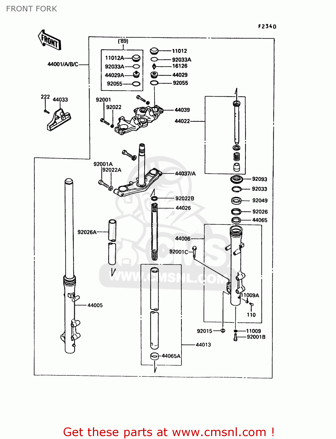 FRONT FORK VN750A5 VN750 TWIN 1989 EUROPE FR UK FG NR SD ST