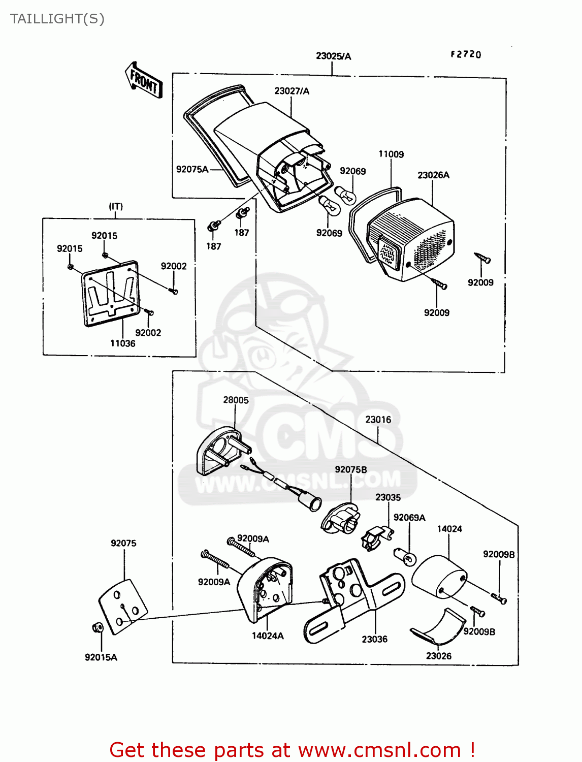 TAILLIGHT(S) VN750A5 VN750 TWIN 1989 EUROPE FR UK FG NR SD ST