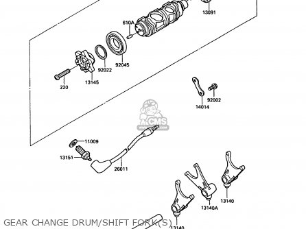 GEAR CHANGE DRUM/SHIFT FORK(S) - VN750A5 VN750 TWIN 1989 EUROPE FR UK FG NR SD ST