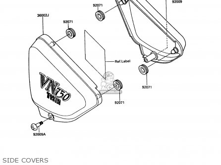 SIDE COVERS - VN750A5 VN750 TWIN 1989 EUROPE FR UK FG NR SD ST