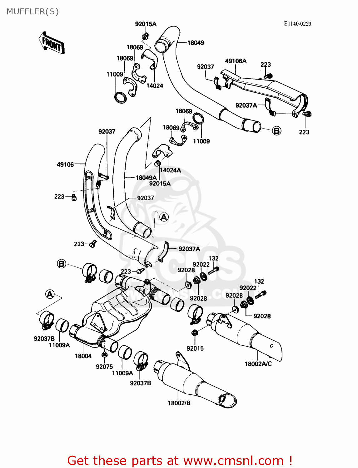 MUFFLER(S) VN750A5 VULCAN 750 1989 USA CALIFORNIA