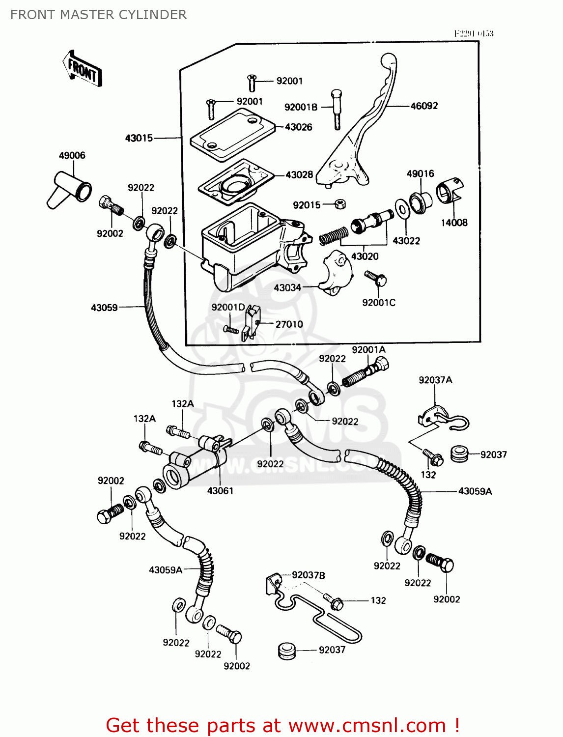 FRONT MASTER CYLINDER VN750A5 VULCAN 750 1989 USA CALIFORNIA